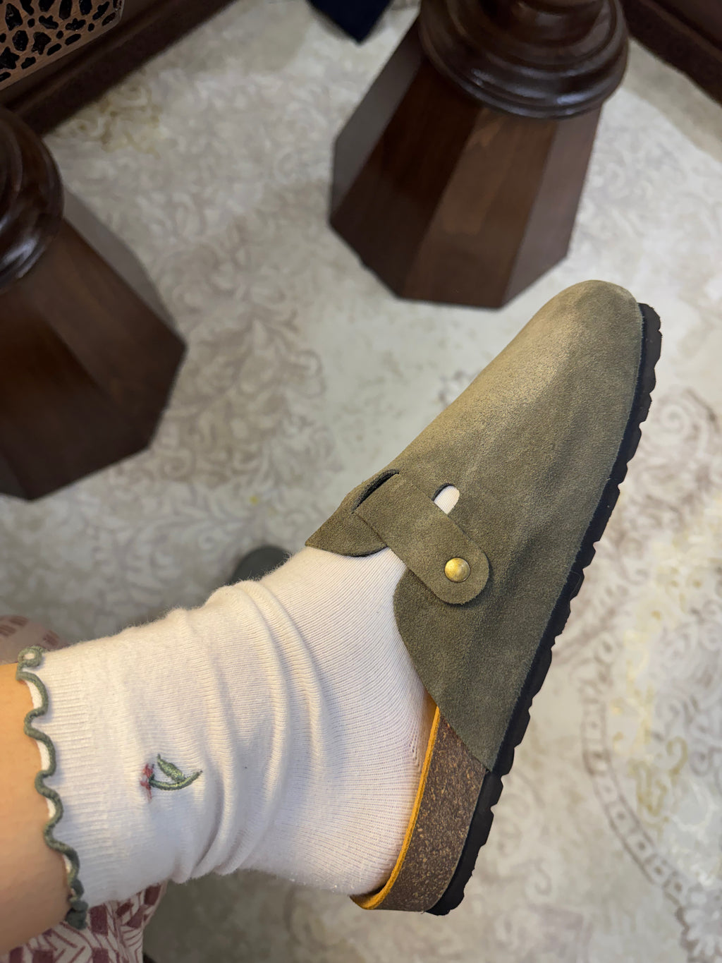 Oristep sabot kaki en cuire daim