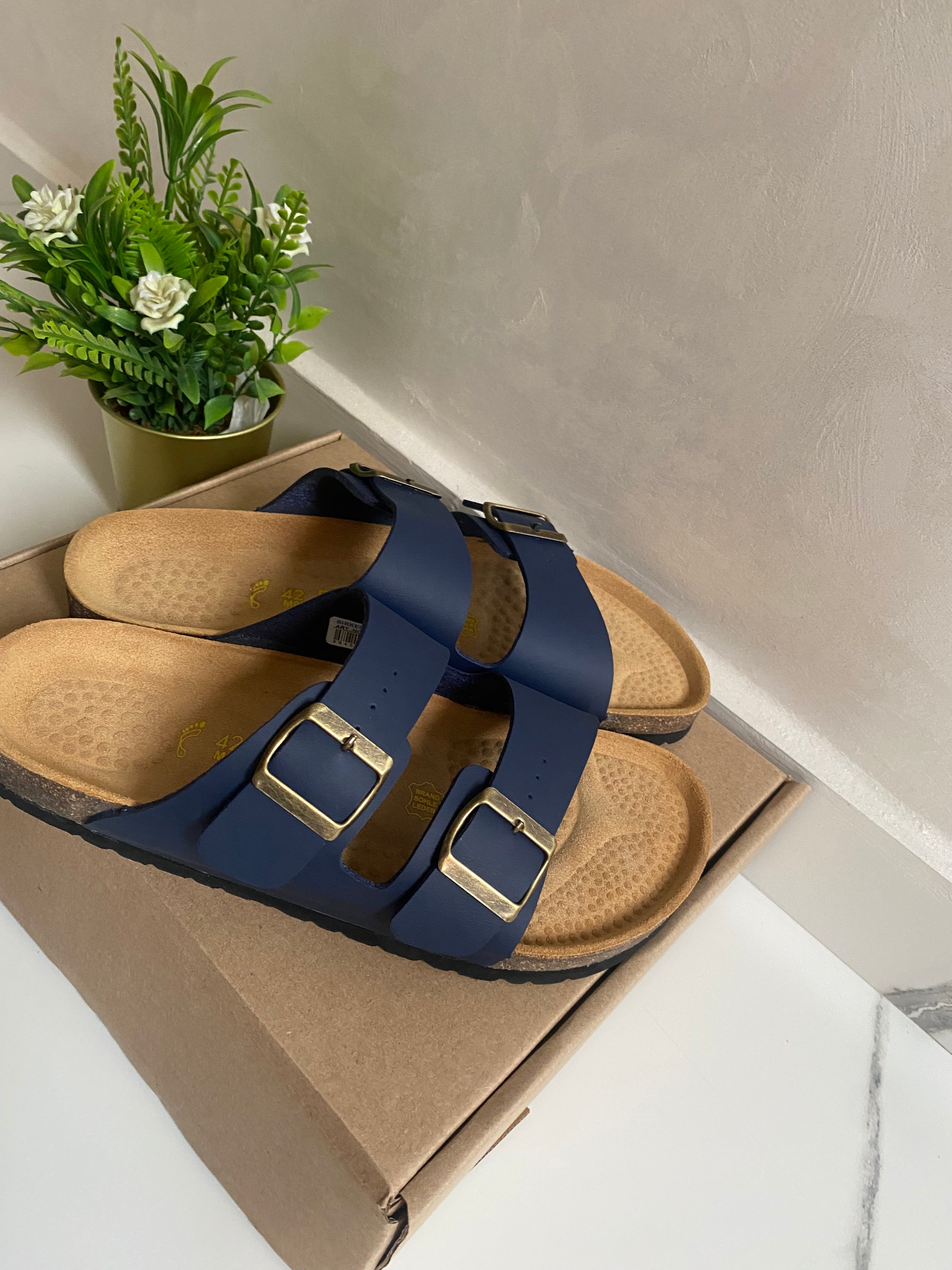 Sandale Oristep bleu en cuir