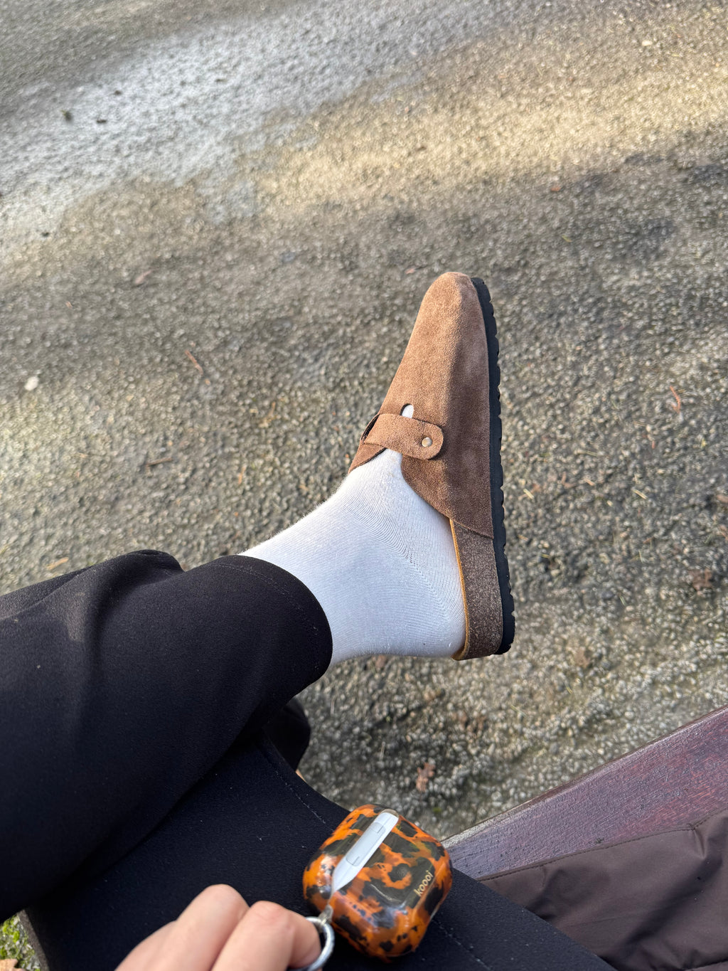 Oristep sabot marron en cuire daim