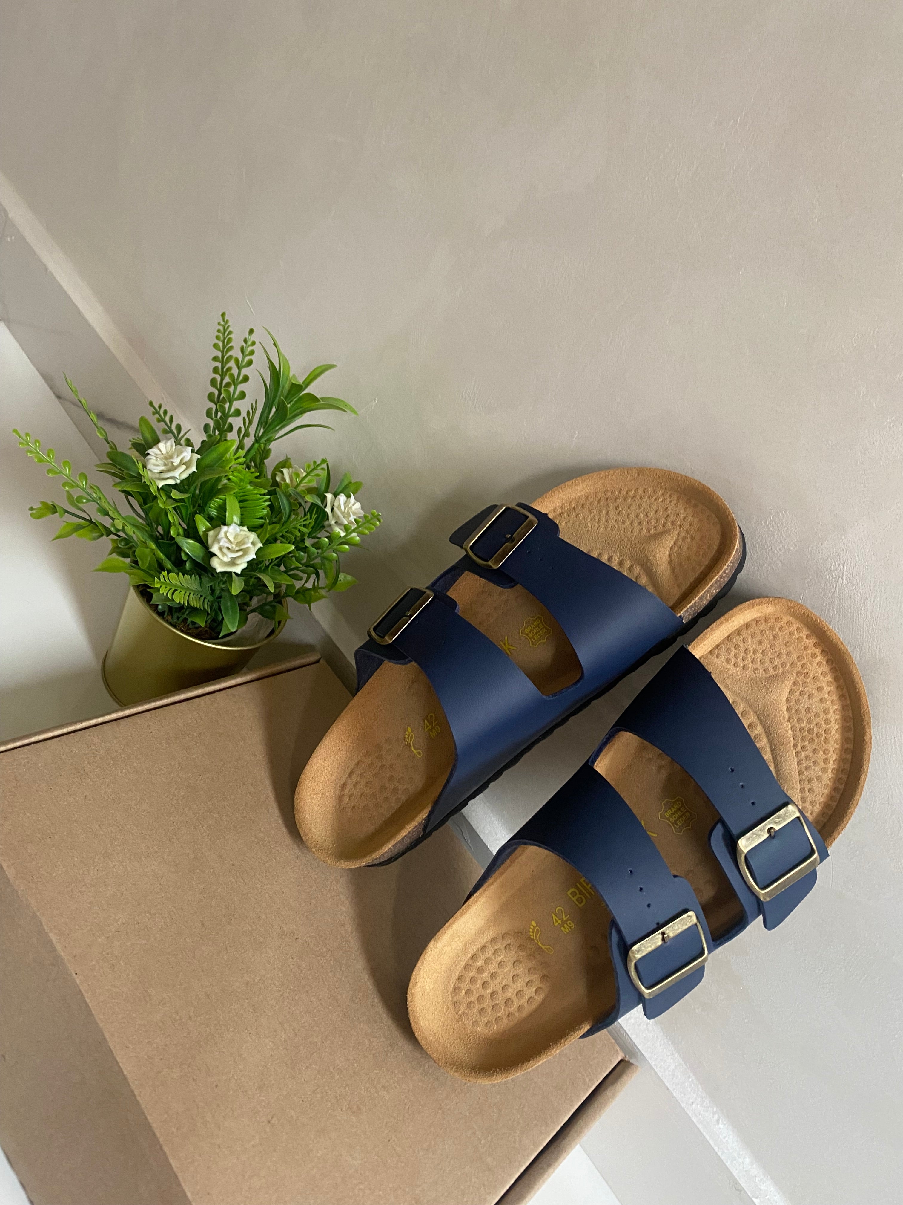 Sandale Oristep bleu en cuir