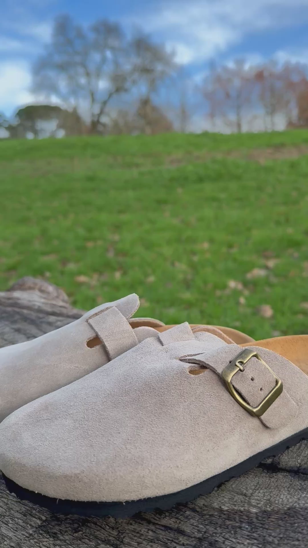 Oristep sabot beig en cuire daim